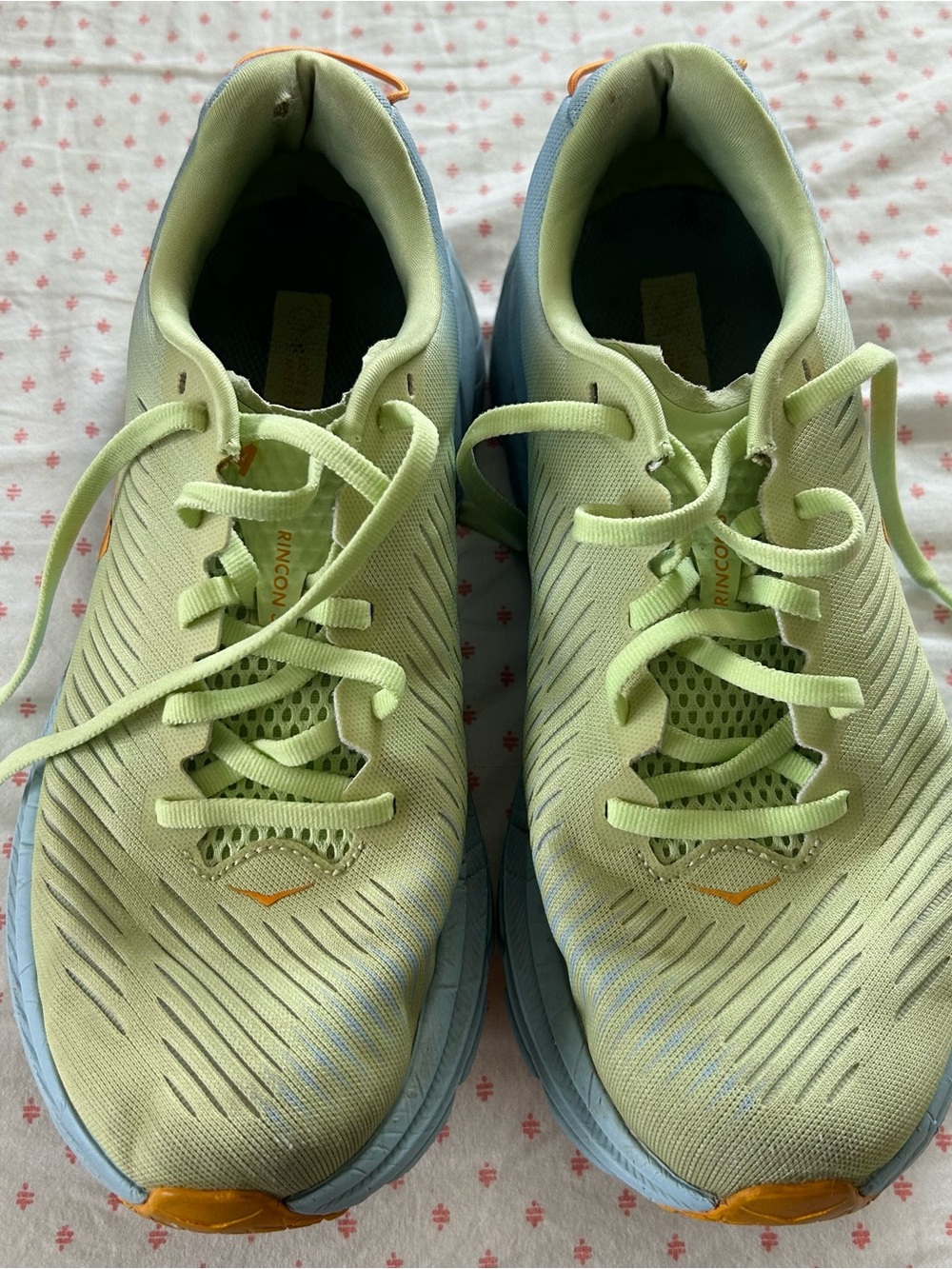 Lime Green and Blue Hoka Sneakers